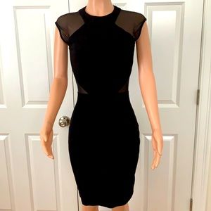 Black midi cutout mesh dress